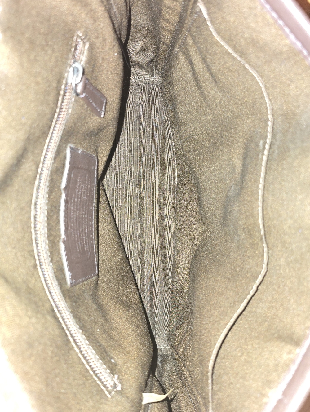 COACH F70699 Brown Signature Canvas Messenger Bag Adjustable Strap Leather Trim - Picture 11 of 16